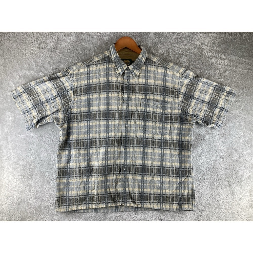 Cabela's Shirt Mens Large Plaid Short Sleeve Button‎ Front Top Preowned